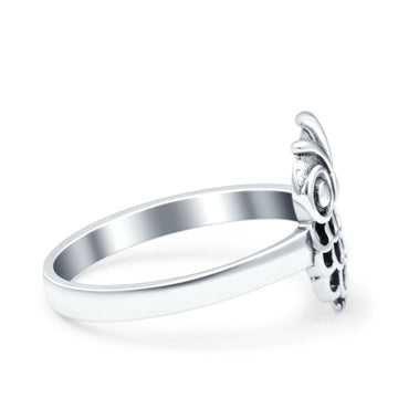 Owl Oxidized Band Solid 925 Sterling Silver Thumb Ring (12mm)